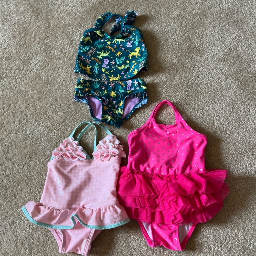 Disney Bikini & One-Piece Swimsuit Bundle - Teal, Pink, Light Pink